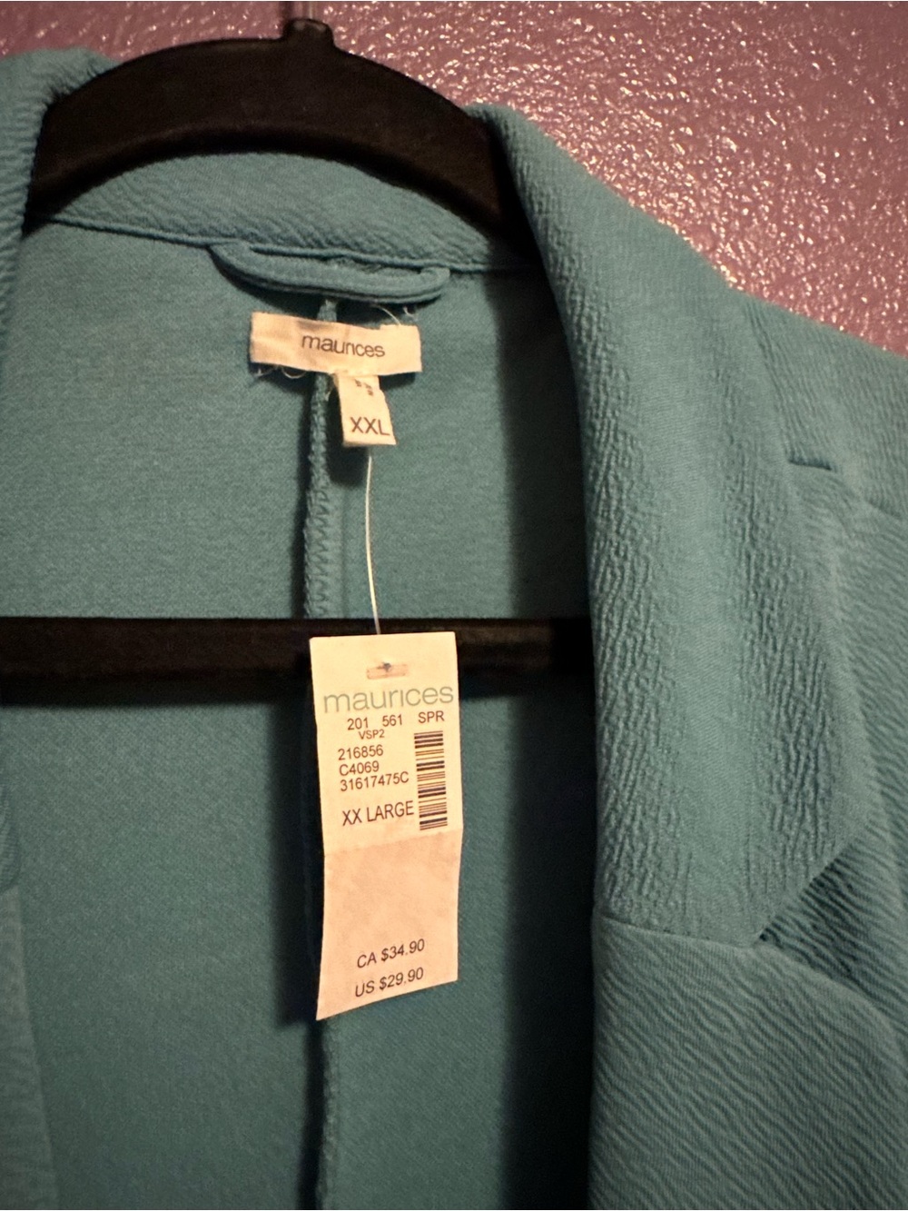 Maurices Open-Front Blazer Jacket in soft Teal blue NWT - Picture 3 of 5